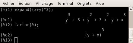 Maxima (dans un terminal)