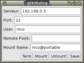 Fenêtre d'sshfs-dialog