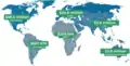 Donations au mouvement Wikimédia par continent pour la campagne 2018-2019