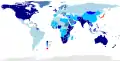 Consultation des pages de Wikipédia en anglais par pays en rapport dans le monde (décembre 2015).