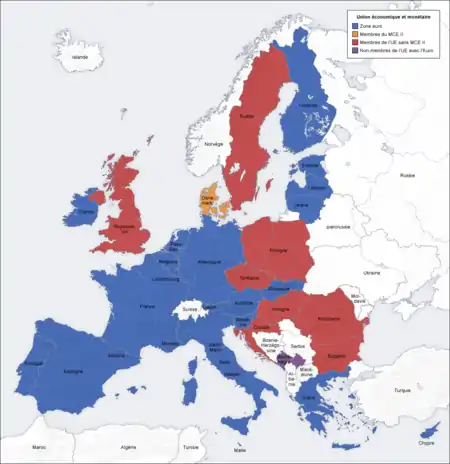  Carte sur L'union économique et monétaire (UEM) de l'Union européenne