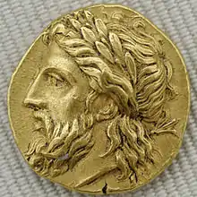 statère grec (tête de Zeus)  utilisé en Mysie (vers 360-340 av. J.C.)