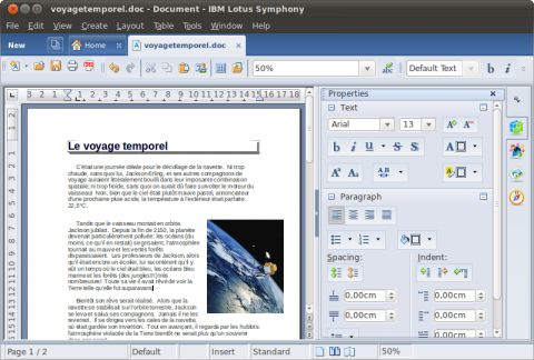 Documents, le logiciel de traitement de texte de la suite IBM Lotus Symphony