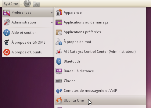 Ubuntu One via Système -> Préférences